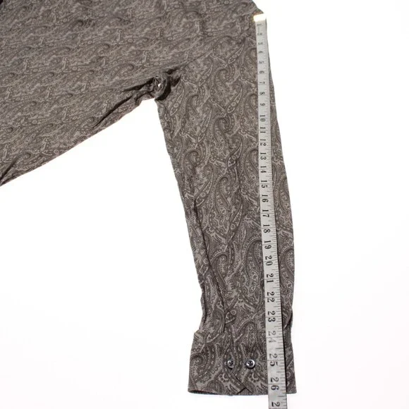 Emanuel Berg NWT Byron Casual Button Down Shirt Sz 42 16.5 L Taupe Brown Paisley
